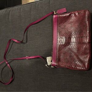 Coach Maroon Snake Print Collector series Crossbody Bag